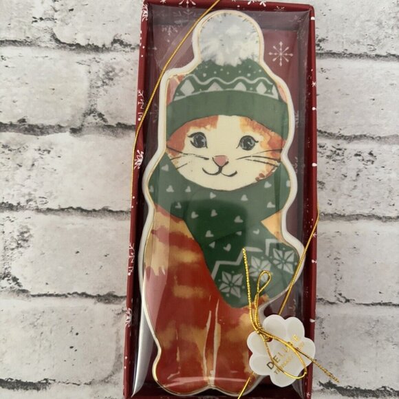 Heatherlee Chan Holiday Cat Trinket Tray NWT - Picture 1 of 2
